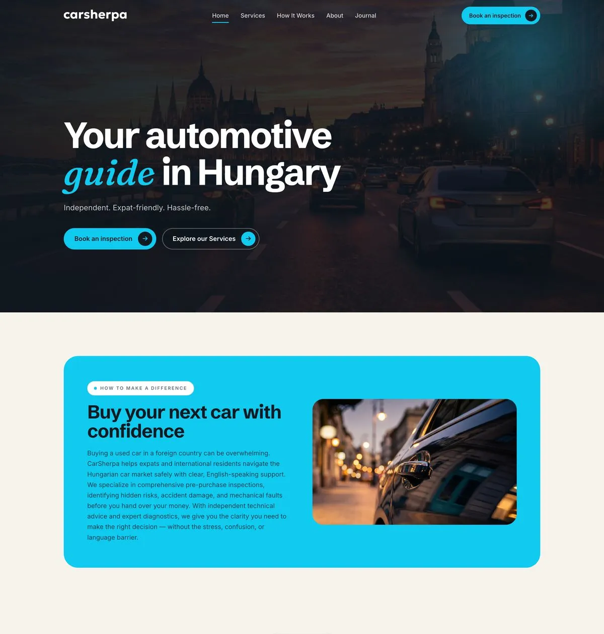 Screenshot of the CarSherpa website